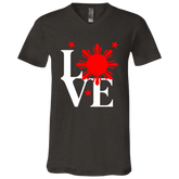 Love with Red Sun and Stars Unisex Jersey V-Neck T-Shirt